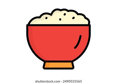 Rice icon. rice bowl. icon related to staple food. colored outline icon style. nutrition elements vector illustration