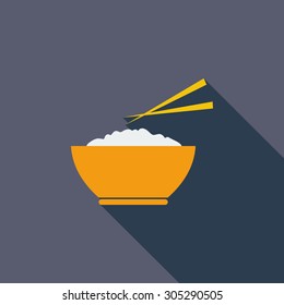 Rice icon. Flat vector related icon with long shadow for web and mobile applications. It can be used as - logo, pictogram, icon, infographic element. Vector Illustration.