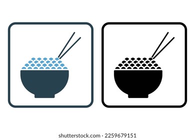 Rice icon illustration. Icon related to breakfast. Solid icon style. Simple vector design editable