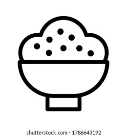 Icono de arroz o logotipo símbolo de signo aislado ilustración vectorial - iconos vectoriales de estilo negro de alta calidad
