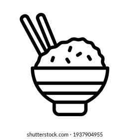 Rice Icon or Logo in Line Style, perfect for website mobile app presentation
