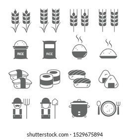 Rice icon set on white 1