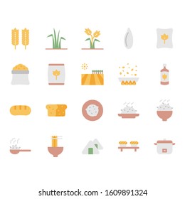 Rice icon and symbol set in flat design