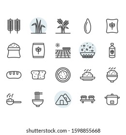 Rice icon and symbol set in outline design