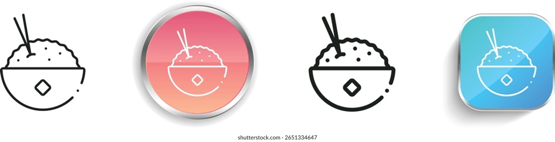 rice icon. Thin Linear, Regular and Button Style Design Isolated On White Background