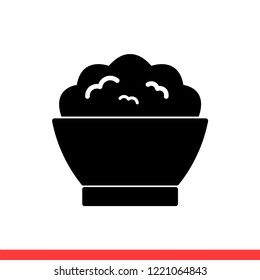 Rice icon vector, bowl symbol. Simple, flat design for web or mobile app