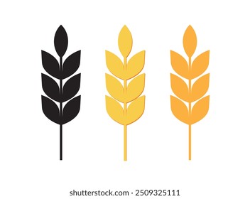 Icono de arroz. Trigos de centeno. espigas de arroz. cebada cereales de campo nutritivo. grano de trigo. Ilustración vectorial