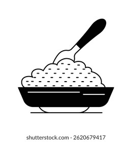 ícone de arroz com fundo branco vetor ilustração stock