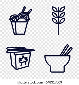Rice icons set. set of 4 rice outline icons such as chinese fast food, asian food