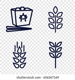 Rice icons set. set of 4 rice outline icons such as wheat