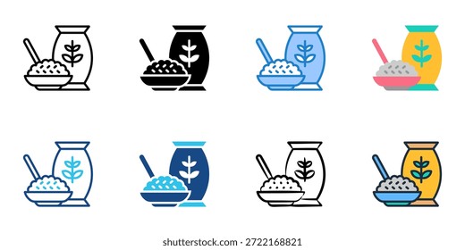 Os ícones de arroz definem várias coleções de estilos. Traçado editável 
