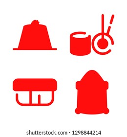 rice icons set with sushi, pudding and sack vector set