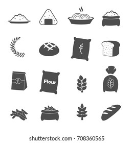 rice icons set vector