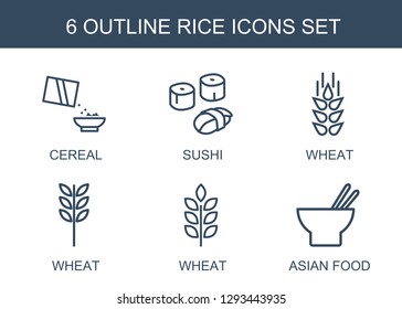 rice icons. Trendy 6 rice icons. Contain icons such as cereal, sushi, wheat, asian food. rice icon for web and mobile.