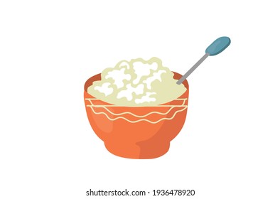 Rice Kheer or Firni or Chawal ki Khir is a pudding from Indian subcontinent, made by boiling milk ,sugar and Rice vector illustration isolated on white background