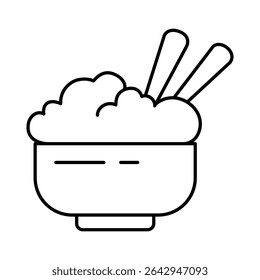 Rice Line Editable Stroke Icon. Fast-food And Drinks Themes Vector Illustration