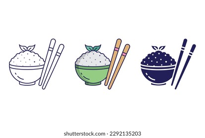Rice line and solid illustration icon