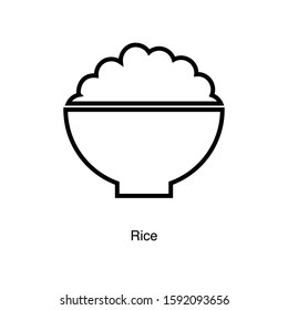 Rice linear icon vector on white background. Food black icon illustration