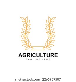 Rice Logo, Agriculture Design, Vector Wheat Rice Icon Template Illustration