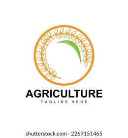 Rice Logo, Agriculture Design, Vector Wheat Rice Icon Template Illustration