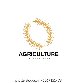Rice Logo, Agriculture Design, Vector Wheat Rice Icon Template Illustration