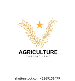 Rice Logo, Agriculture Design, Vector Wheat Rice Icon Template Illustration