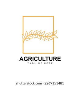Rice Logo, Agriculture Design, Vector Wheat Rice Icon Template Illustration