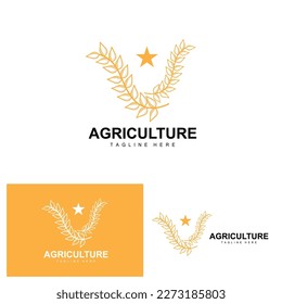 Logotipo de arroz, diseño agrícola, plantilla de icono de arroz de trigo vectorial Ilustración