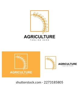 Rice Logo, Agriculture Design, Vector Wheat Rice Icon Template Illustration