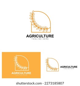 Rice Logo, Agriculture Design, Vector Wheat Rice Icon Template Illustration