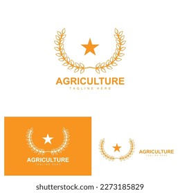 Rice Logo, Agriculture Design, Vector Wheat Rice Icon Template Illustration
