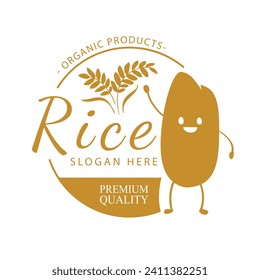 Arroz. Ilustración vectorial de la plantilla de diseño del logotipo.