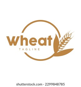 Rice Logo, Farm Wheat Logo Design, Vector Wheat Rice Icon Template Illustration