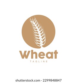 Logotipo de arroz, diseño del logotipo de trigo de granja, ilustración de plantilla de icono de arroz de trigo vectorial