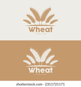 Rice Logo, Farm Wheat Logo Design, Vector Wheat Rice Icon Template Illustration