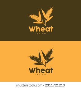 Rice Logo, Farm Wheat Logo Design, Vector Wheat Rice Icon Template Illustration