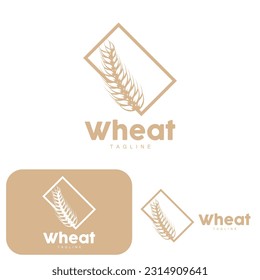 Logotipo de arroz, diseño del logotipo de trigo de granja, ilustración de plantilla de icono de arroz de trigo vectorial
