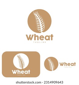 Rice Logo, Farm Wheat Logo Design, Vector Wheat Rice Icon Template Illustration