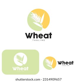 Rice Logo, Farm Wheat Logo Design, Vector Wheat Rice Icon Template Illustration