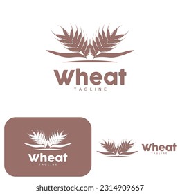Rice Logo, Farm Wheat Logo Design, Vector Wheat Rice Icon Template Illustration
