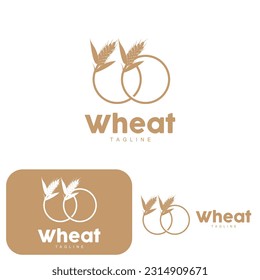 Rice Logo, Farm Wheat Logo Design, Vector Wheat Rice Icon Template Illustration