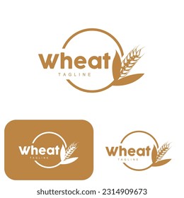 Rice Logo, Farm Wheat Logo Design, Vector Wheat Rice Icon Template Illustration