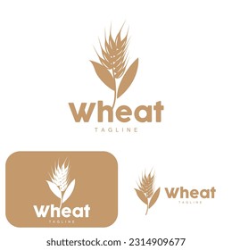 Rice Logo, Farm Wheat Logo Design, Vector Wheat Rice Icon Template Illustration