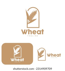 Rice Logo, Farm Wheat Logo Design, Vector Wheat Rice Icon Template Illustration