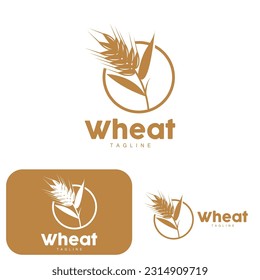 Rice Logo, Farm Wheat Logo Design, Vector Wheat Rice Icon Template Illustration