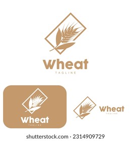 Rice Logo, Farm Wheat Logo Design, Vector Wheat Rice Icon Template Illustration