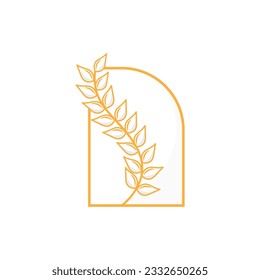 Rice Logo, Farm Wheat Logo Design, Vector Wheat Rice Icon Template Retro Vintage Illustration