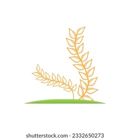 Rice Logo, Farm Wheat Logo Design, Vector Wheat Rice Icon Template Retro Vintage Illustration