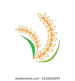 Rice Logo, Farm Wheat Logo Design, Vector Wheat Rice Icon Template Retro Vintage Illustration