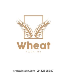 Rice Logo, Farm Wheat Logo Design, Vector Wheat Rice Icon Template Retro Vintage Illustration